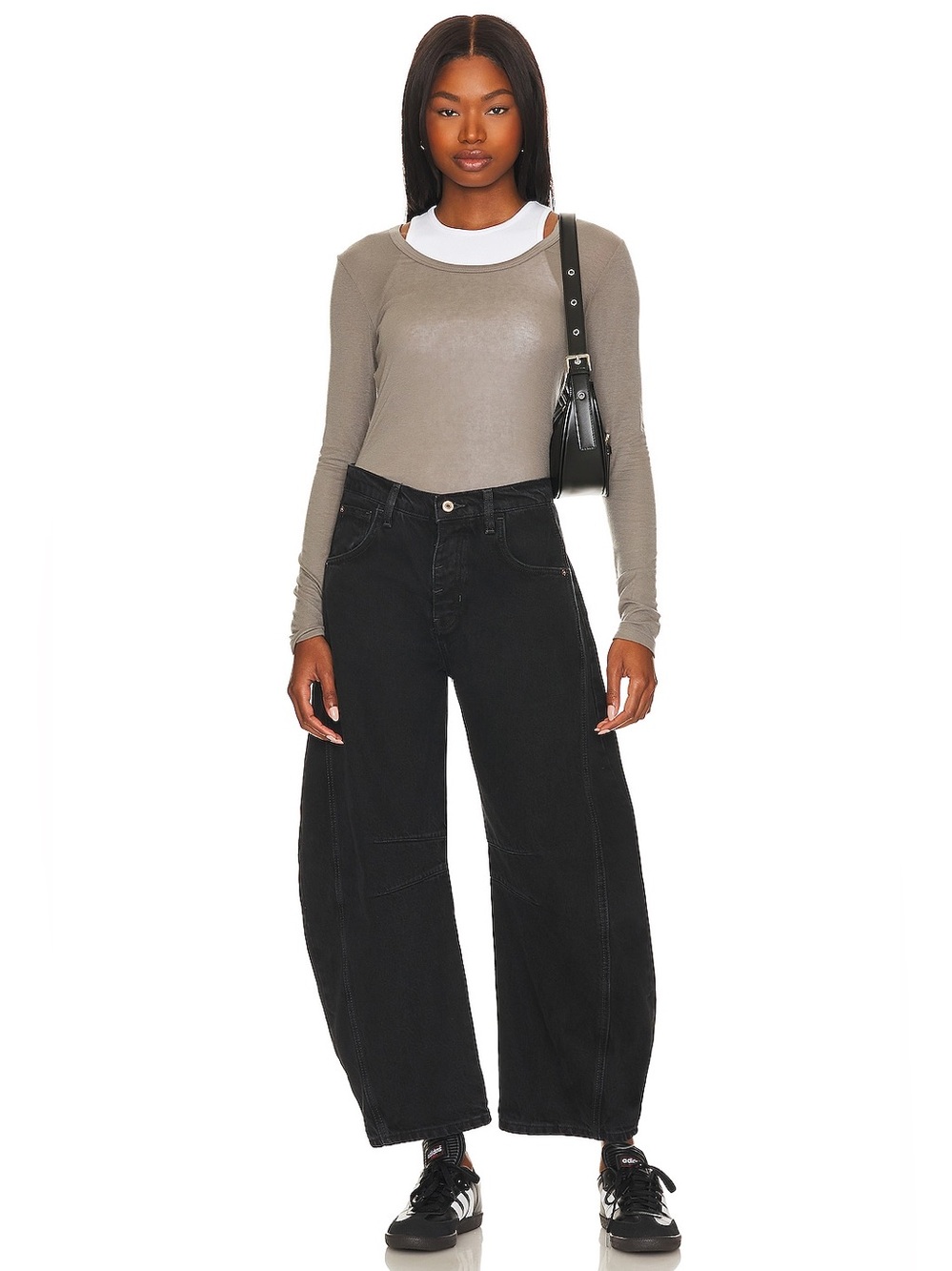 Free People We The Free NWT Good Luck Barrel Mid Rise Jeans Soundwave Denim